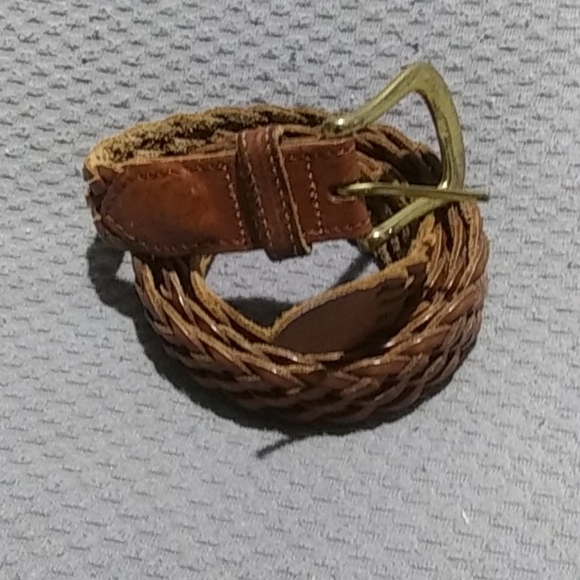 Mens brown braided leather belt - Picture 1 of 4